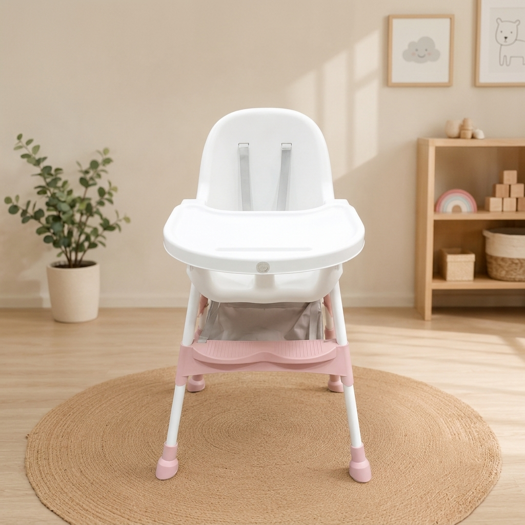 JoyRide 2-in-1 Toddler Highchair – Modern Plastic Feeding Chair with Storage Basket