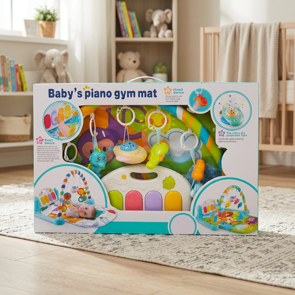 Premium Kick &amp; Play Piano Gym – Multi-Sensory Baby Activity Mat with Projector Light and Hanging Rattles