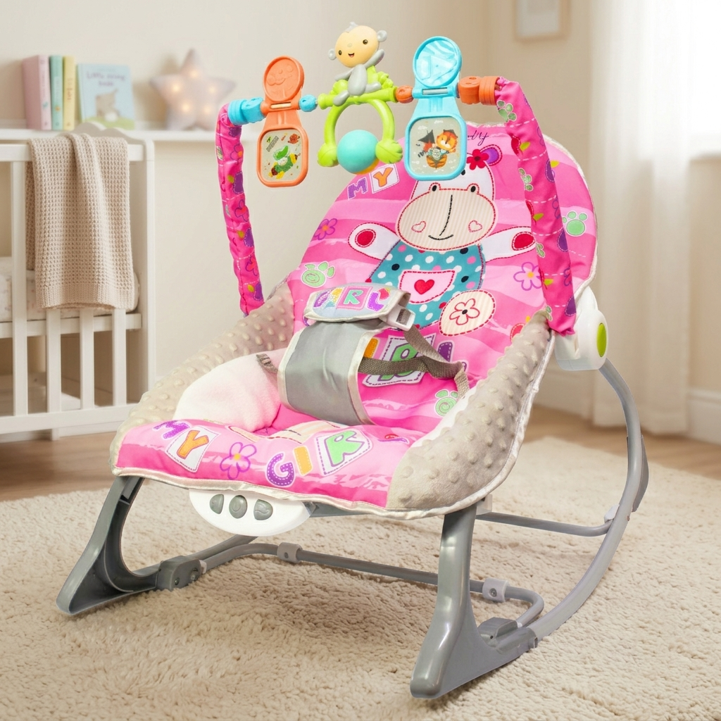 Deluxe Musical Infant-to-Toddler Rocking Chair – Portable Baby Bouncer and Stationary Feeding Seat