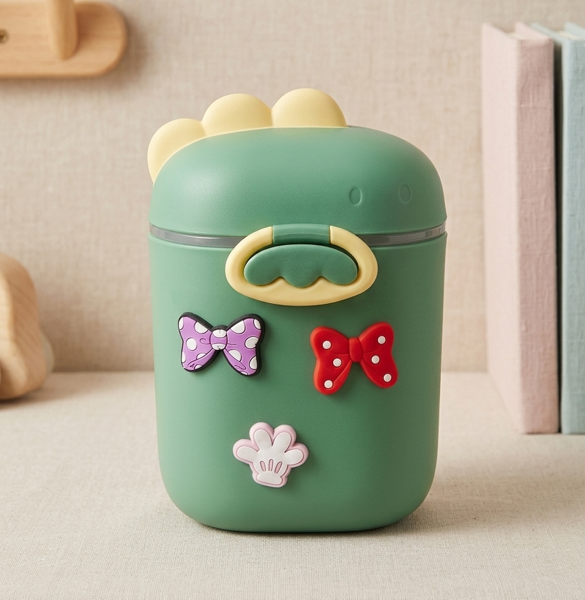 Dino-Pal Portable Kids Snack Container – Leakproof Formula &amp; Food Storage Box with Cute Charms