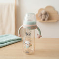 Cute Kitty Anti-Colic Baby Feeding Bottle with Comfort Trainer Handles (Mint Green &amp; Pink, 300ml)
