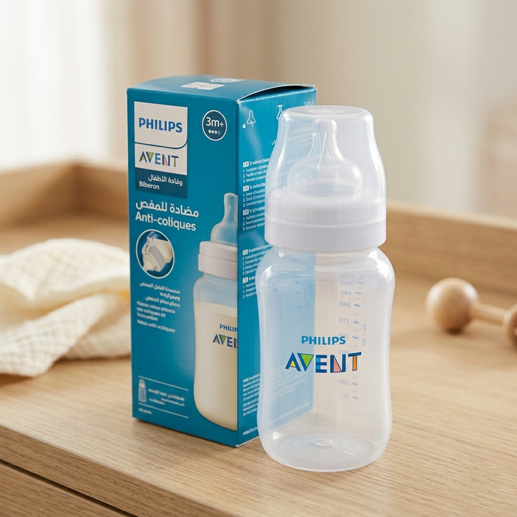 Philips Avent Anti-Colic Baby Bottle – Newborn Starter Feeder (Clear, 125ml / 4oz)