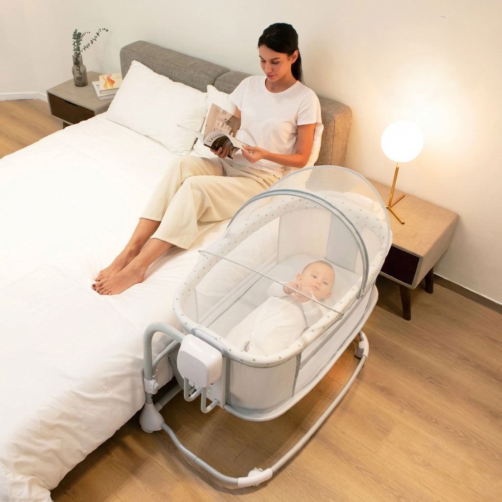 Mastela Deluxe 4-in-1 Baby Bassinet &amp; Soothing Infant Swing with Protective Canopy