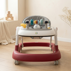 AZ Baby Aviator 2-in-1 Smart Walker &amp; Interactive Steering Play Center (Crimson Red &amp; Slate Gray)