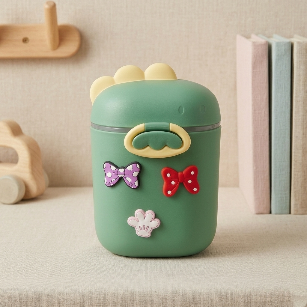 Dino-Pal Portable Kids Snack Container – Leakproof Formula &amp; Food Storage Box with Cute Charms