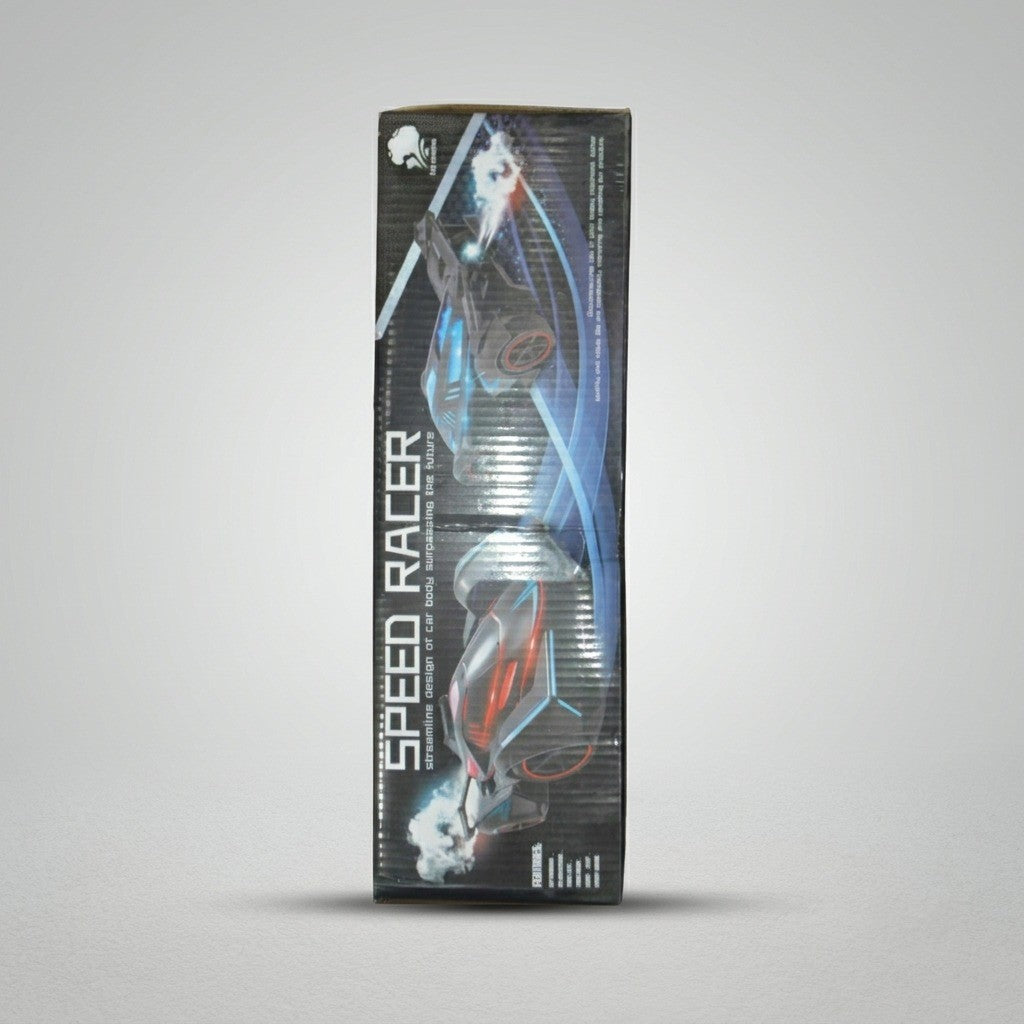 Speed Racer Futuristic RC Hypercar – Stealth Matte Black Toy Car with Blue LED Underglow &amp; Orange Rims