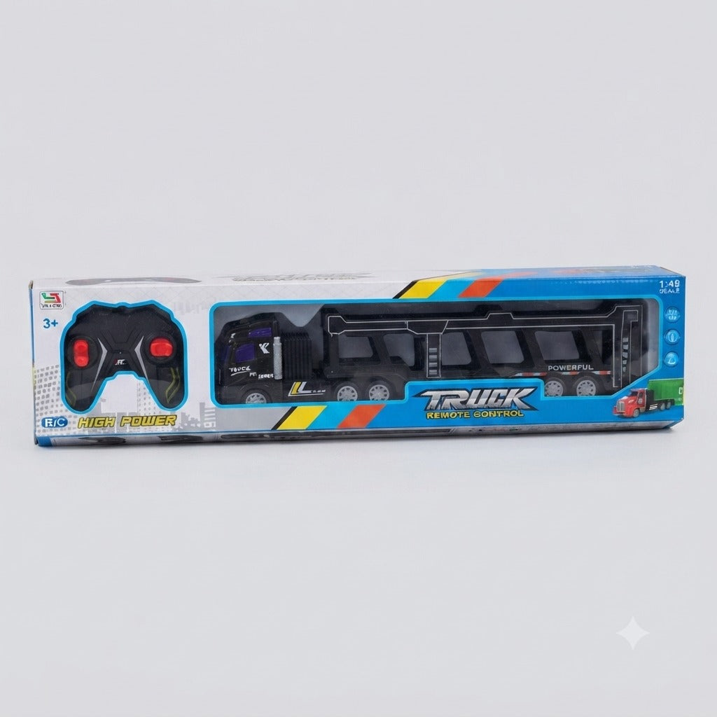 1:48 Scale Remote Control Toy Hauler &amp; Car Transporter Truck (Ages 3+)