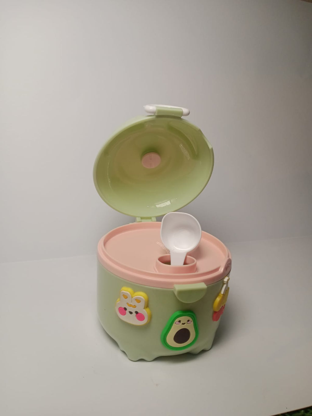 Avocado-Friend Portable Kids Snack Box – Airtight Milk Powder Dispenser with Silicone Loop Handle