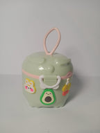 Avocado-Friend Portable Kids Snack Box – Airtight Milk Powder Dispenser with Silicone Loop Handle