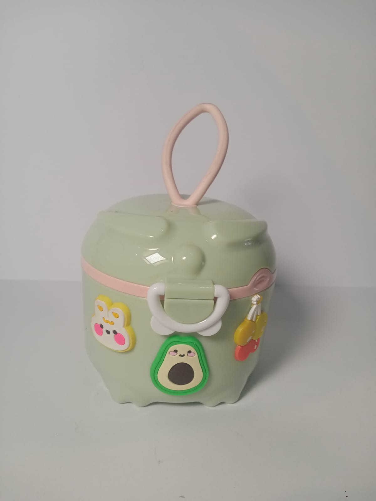 Avocado-Friend Portable Kids Snack Box – Airtight Milk Powder Dispenser with Silicone Loop Handle