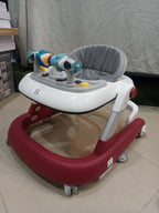 AZ Baby Aviator 2-in-1 Smart Walker &amp; Interactive Steering Play Center (Crimson Red &amp; Slate Gray)