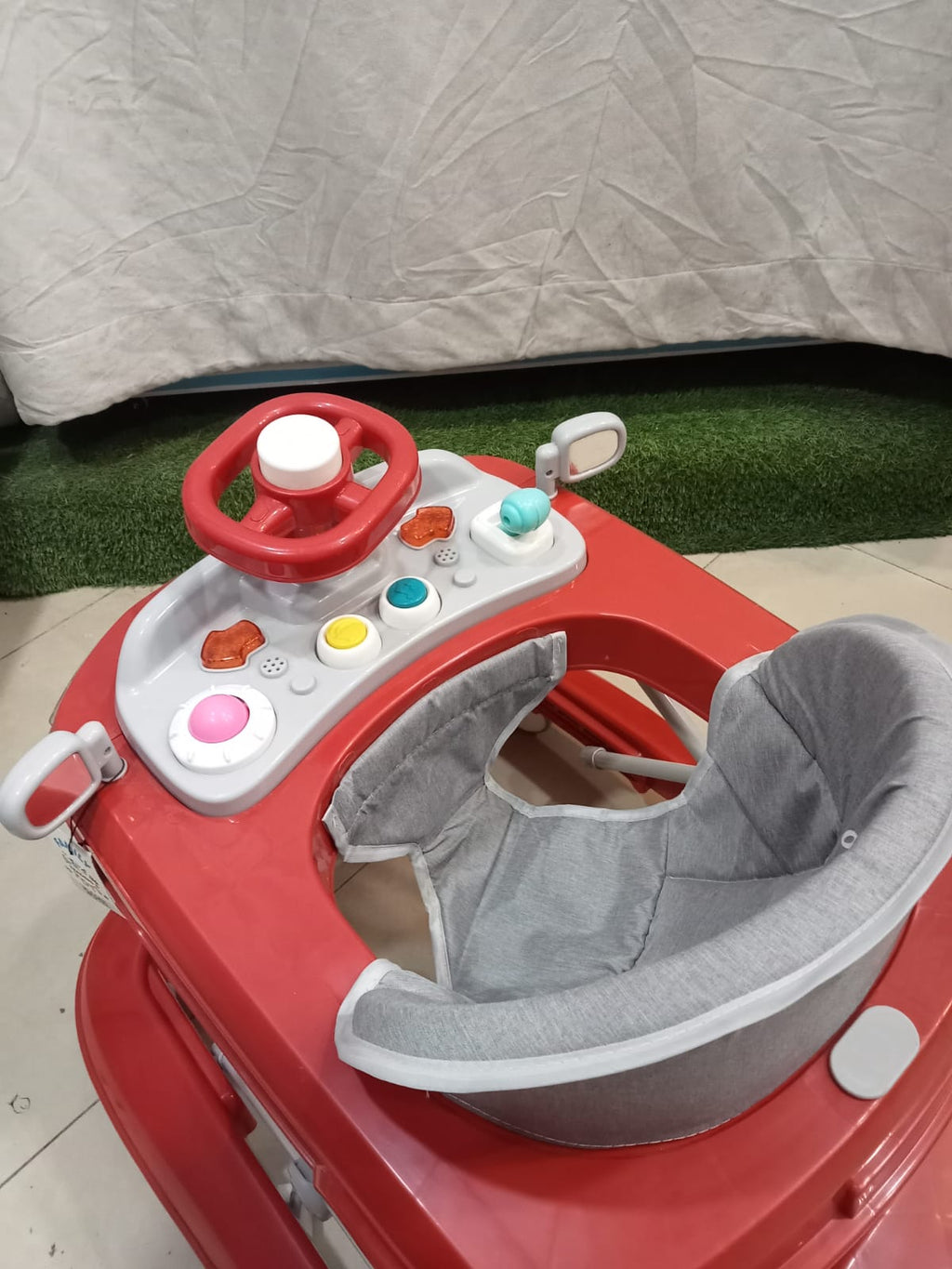 AZ Baby Supercar 2-in-1 Racer Walker &amp; Interactive Steering Play Center (Sporty Red &amp; Slate Gray)