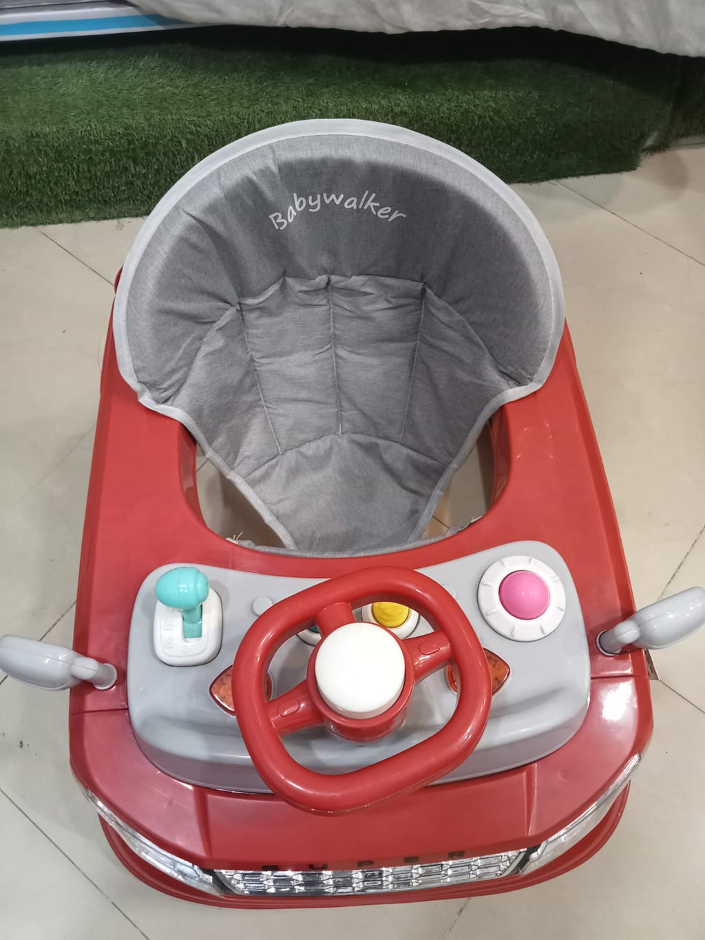 AZ Baby Supercar 2-in-1 Racer Walker &amp; Interactive Steering Play Center (Sporty Red &amp; Slate Gray)