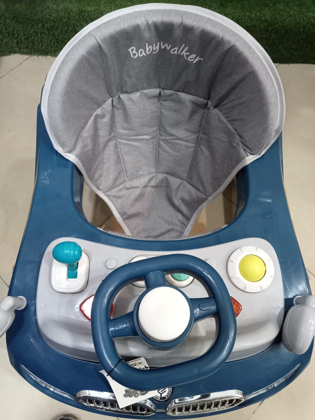AZ Baby Grand Tourer 2-in-1 Luxury Walker &amp; Interactive Steering Play Center (Deep Ocean Blue &amp; Slate Gray)