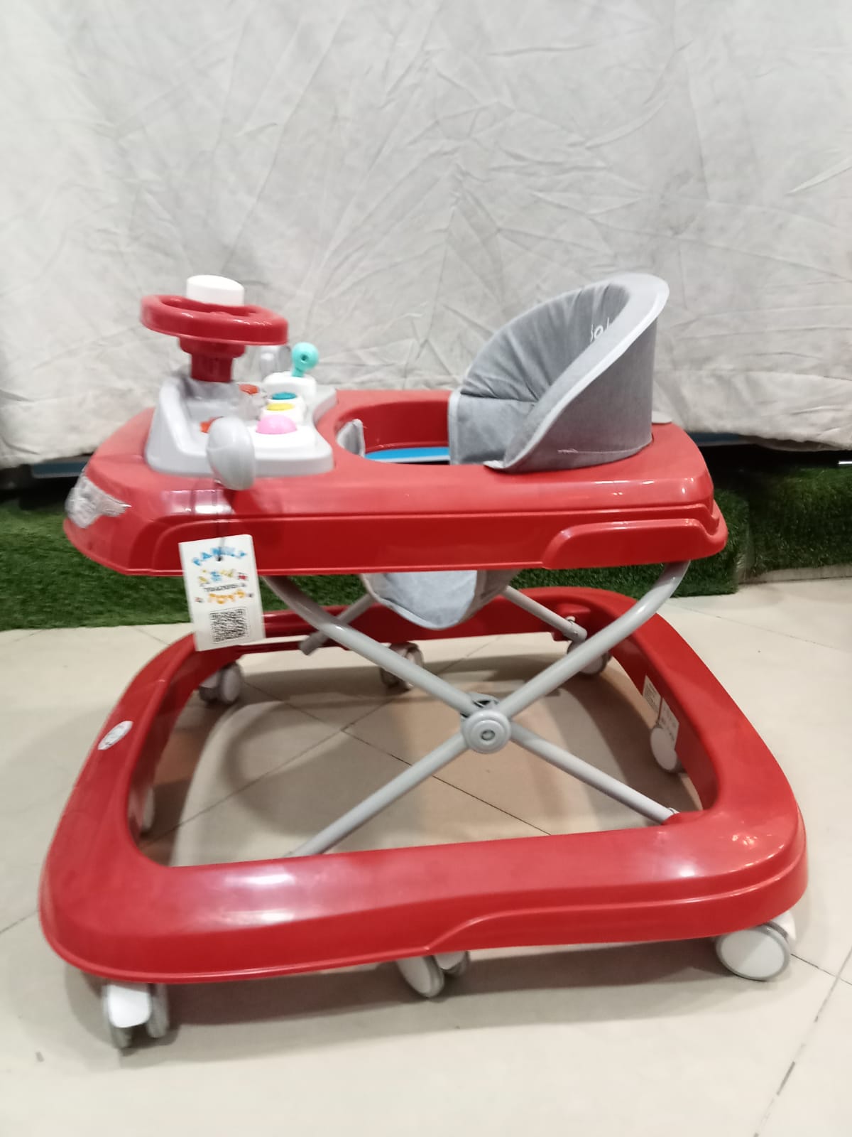 AZ Baby Supercar 2-in-1 Racer Walker &amp; Interactive Steering Play Center (Sporty Red &amp; Slate Gray)