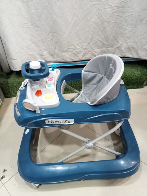 AZ Baby Grand Tourer 2-in-1 Luxury Walker &amp; Interactive Steering Play Center (Deep Ocean Blue &amp; Slate Gray)