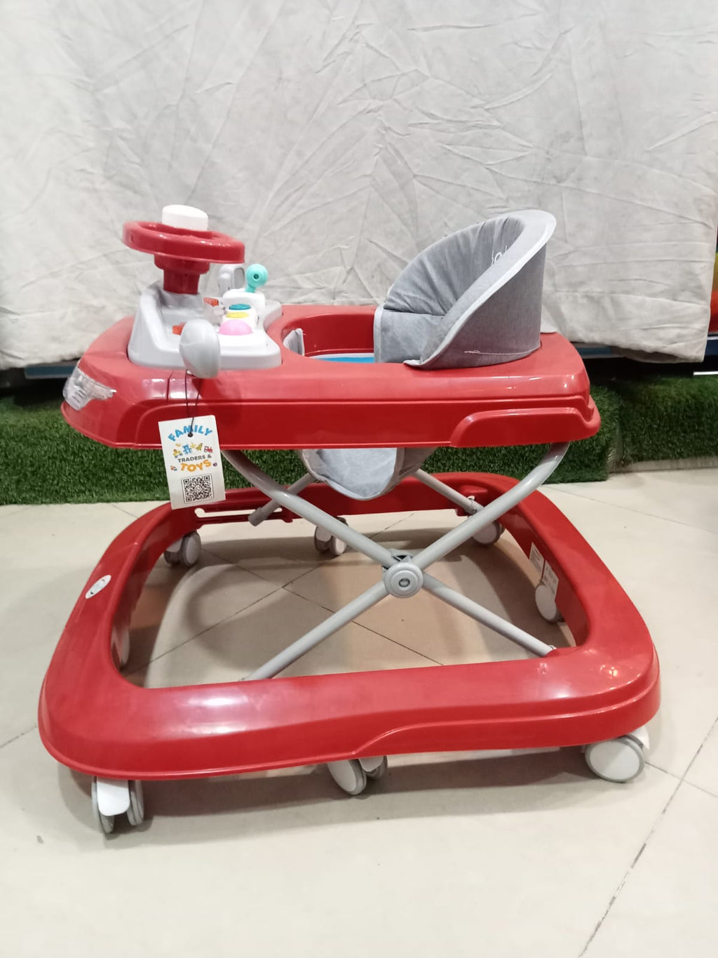 AZ Baby Supercar 2-in-1 Racer Walker &amp; Interactive Steering Play Center (Sporty Red &amp; Slate Gray)