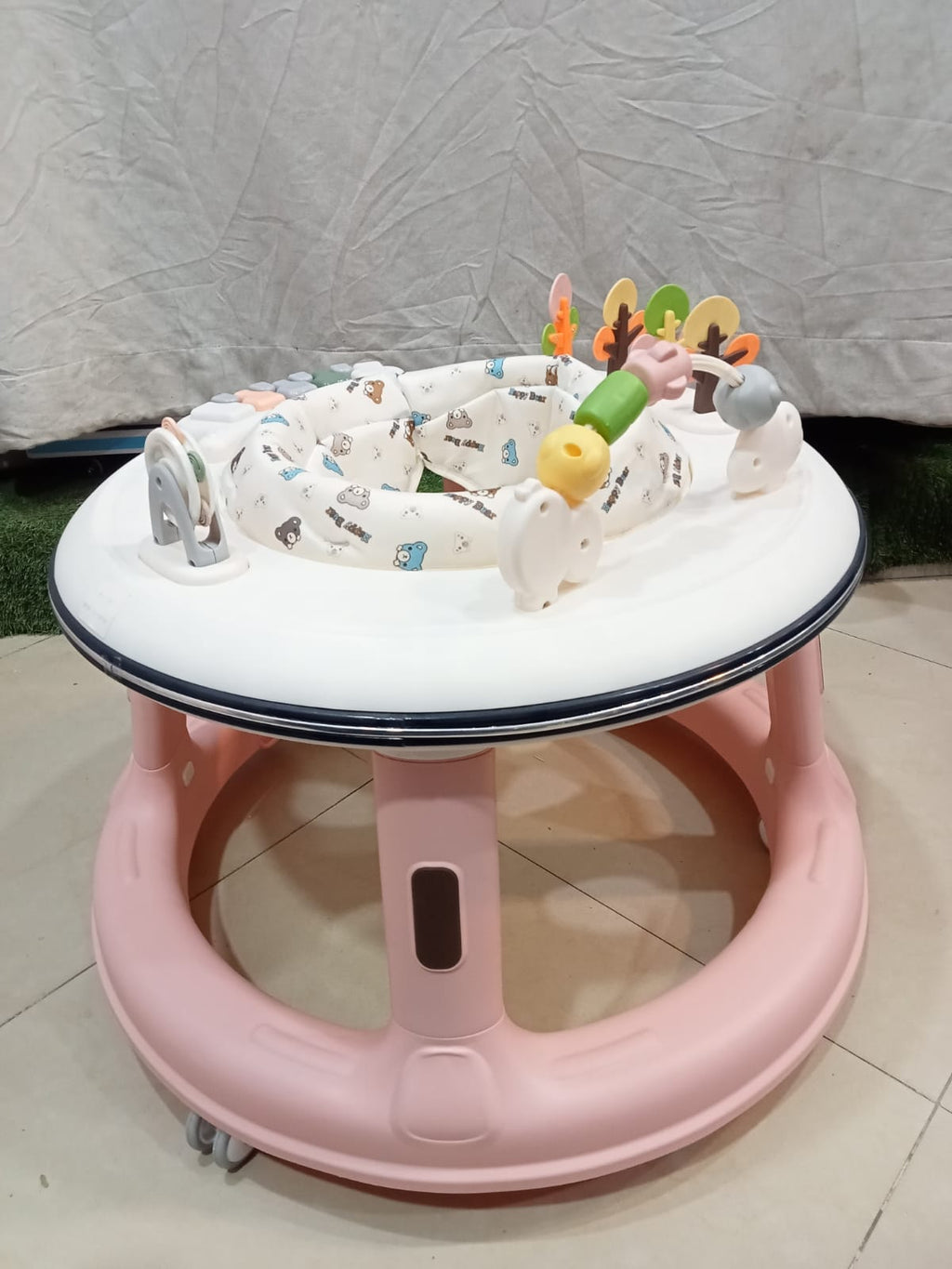 Happy Bear 3-in-1 Baby Activity Walker &amp; Interactive Play Center (Pastel Pink)