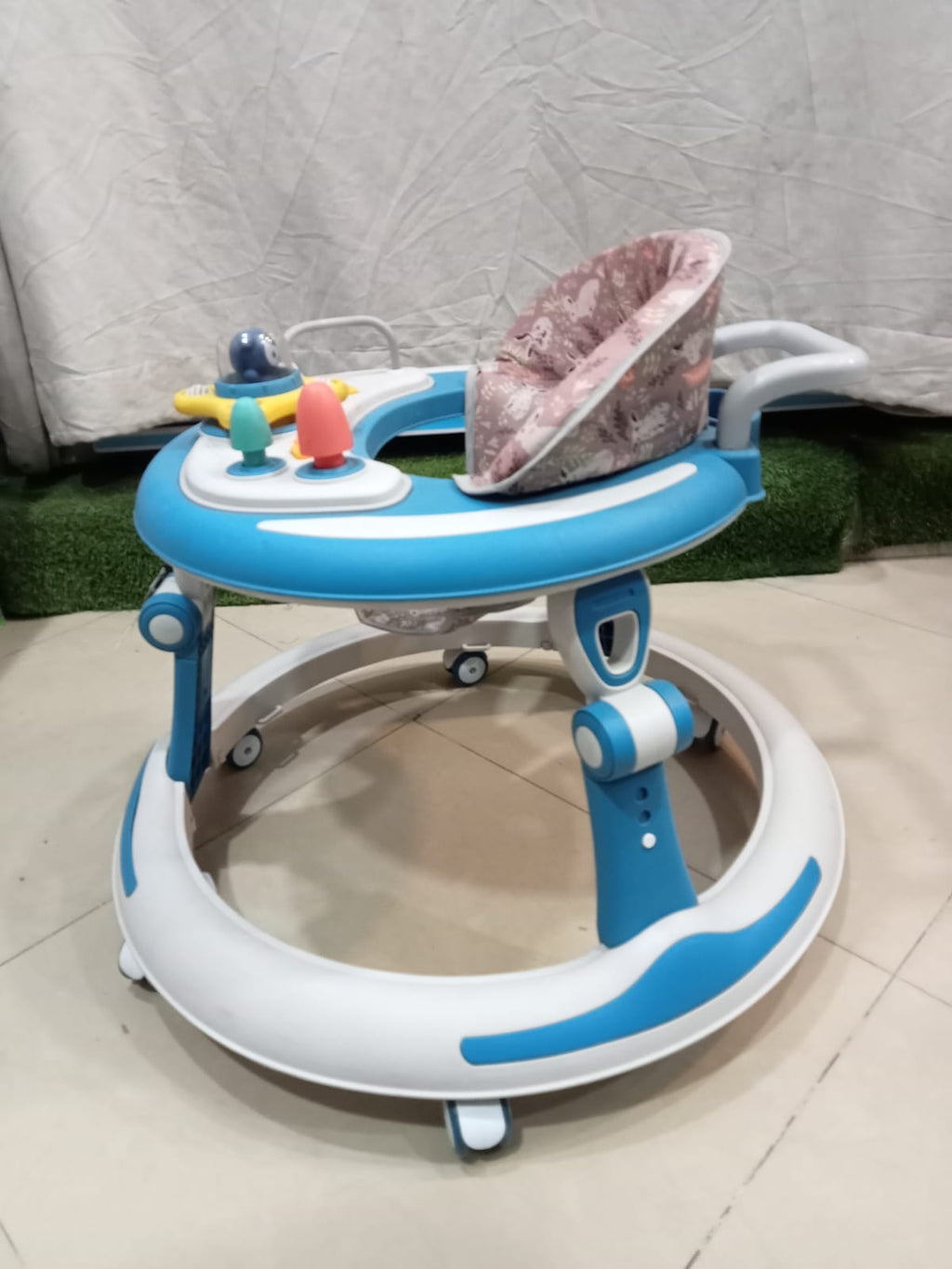 AZ Baby Cruiser 2-in-1 Activity Walker &amp; Interactive Steering Play Center (Sky Blue &amp; Blossom Pink)