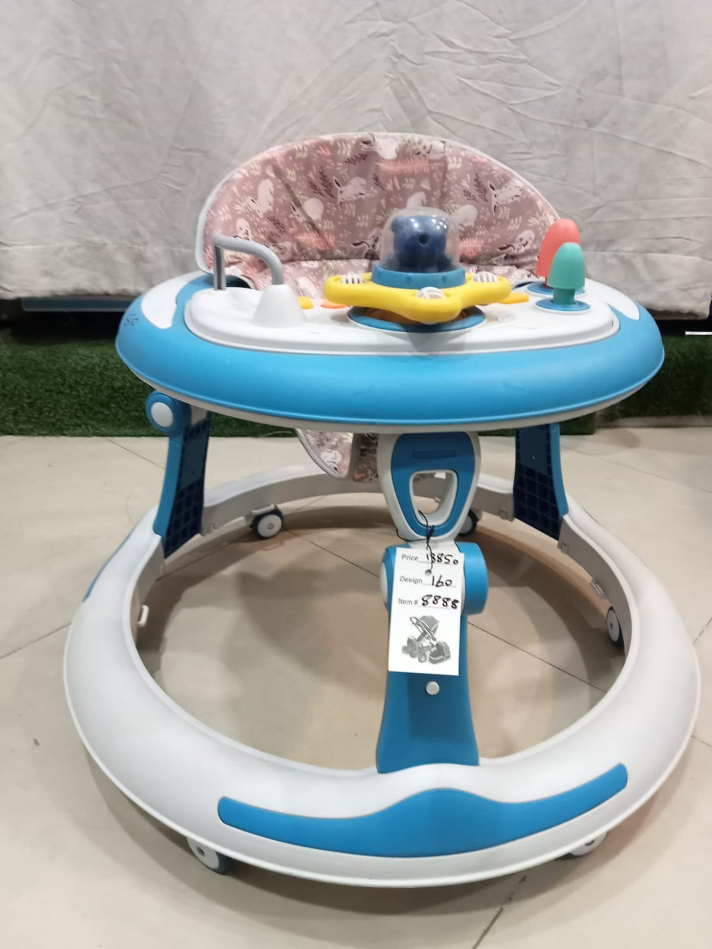 AZ Baby Cruiser 2-in-1 Activity Walker &amp; Interactive Steering Play Center (Sky Blue &amp; Blossom Pink)