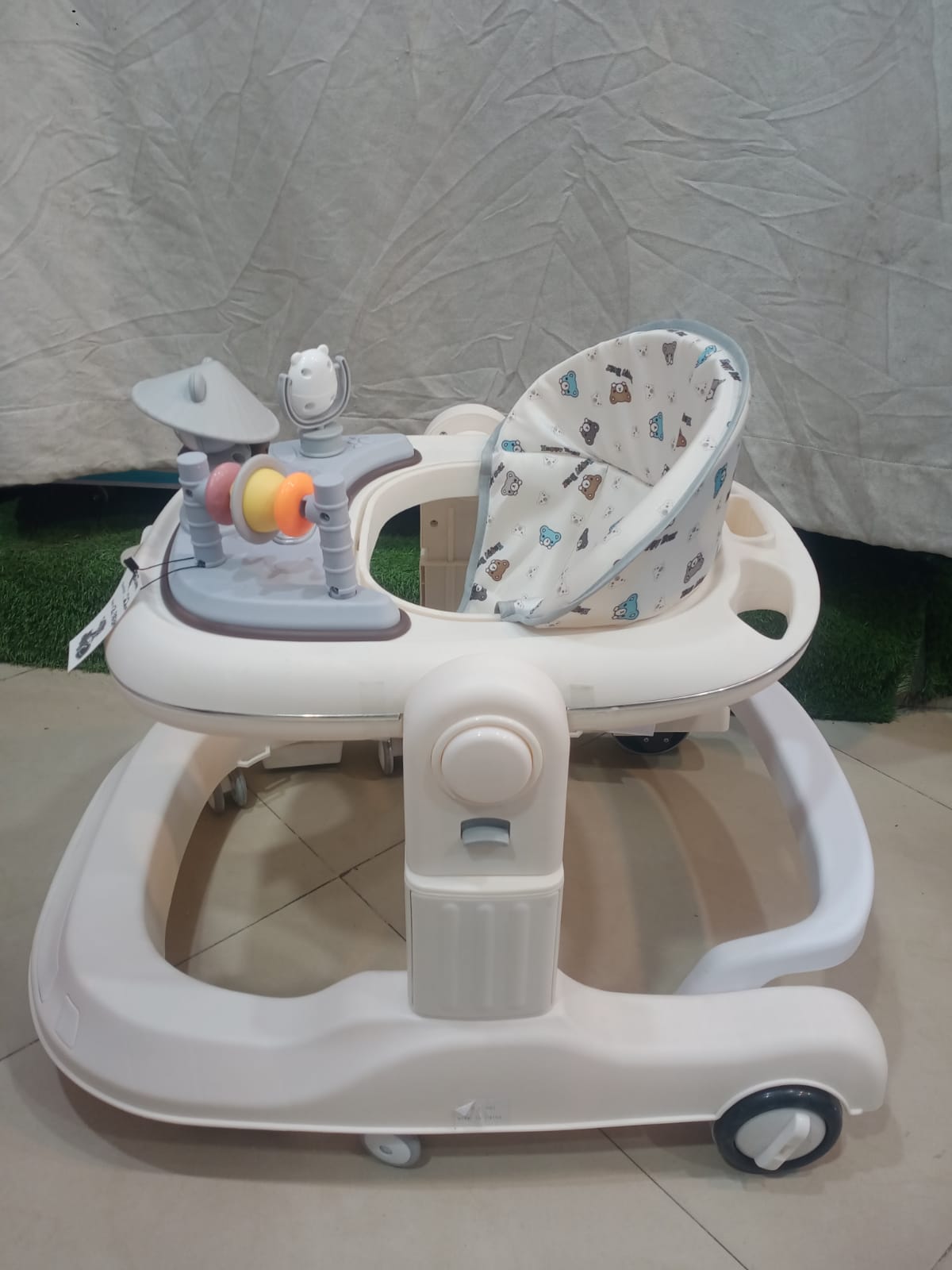 AZ Baby Panda Playtime 2-in-1 Baby Walker &amp; Interactive Activity Center (Cream White)