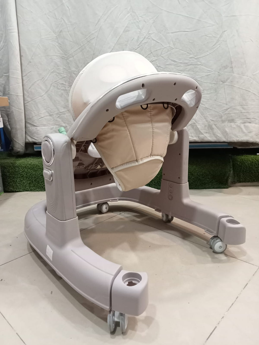 AZ Baby Dinosaur Pals 2-in-1 Baby Walker &amp; Interactive Activity Center (Soft Taupe)