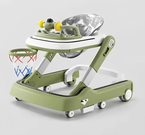 AZ Baby Meadow 2-in-1 Foldable Activity Walker &amp; Interactive Play Center (Sage Green &amp; Earthy Gray)