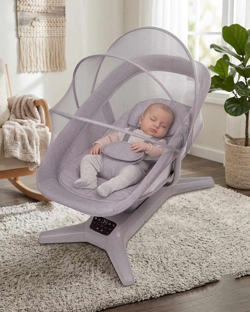 Deluxe Motorized Infant Rocker Lounge – Automatic Soothing Baby Glider with Interactive Toy Bar