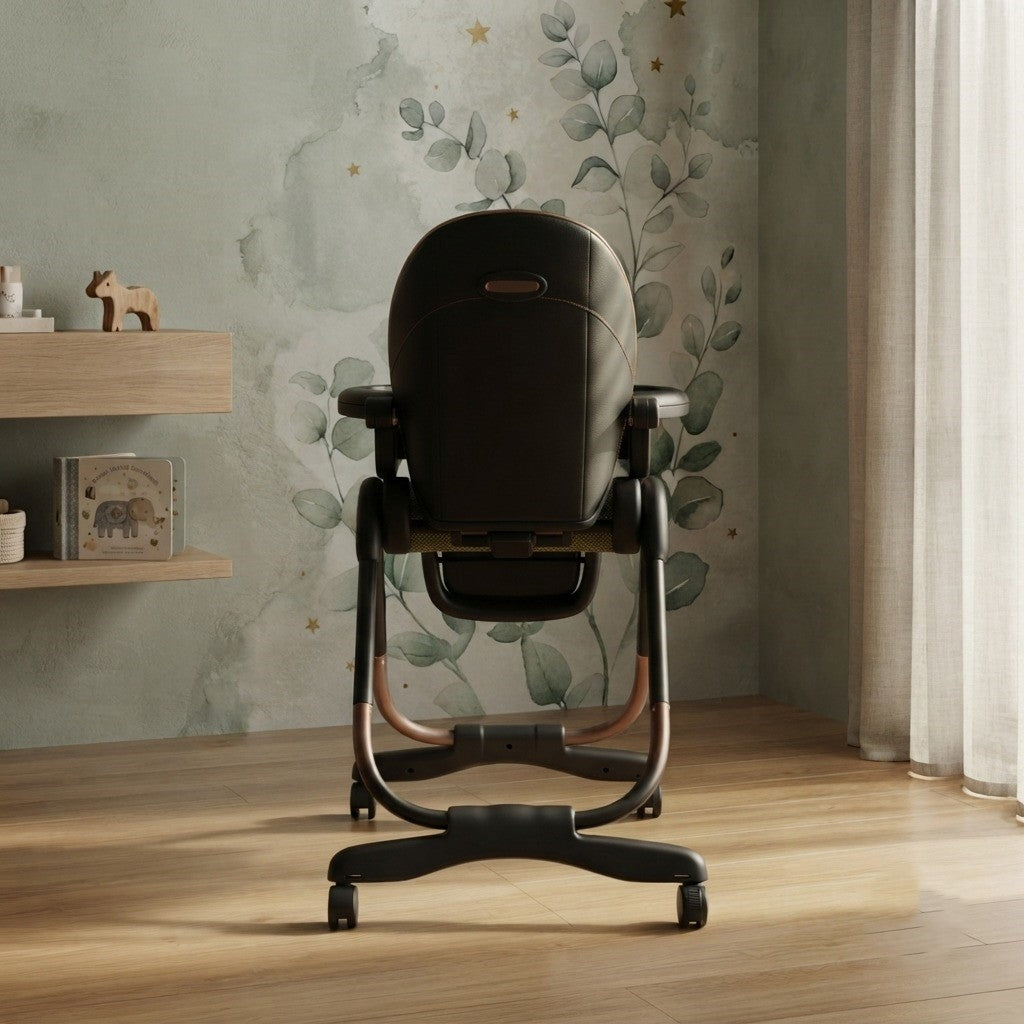 Onyx Luxe Adjustable Folding High Chair – Botanical Black &amp; Rose Gold
