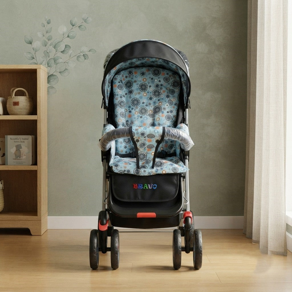 Bravo Vibrant Journey Compact Travel Stroller – Mosaic Blue &amp; Black