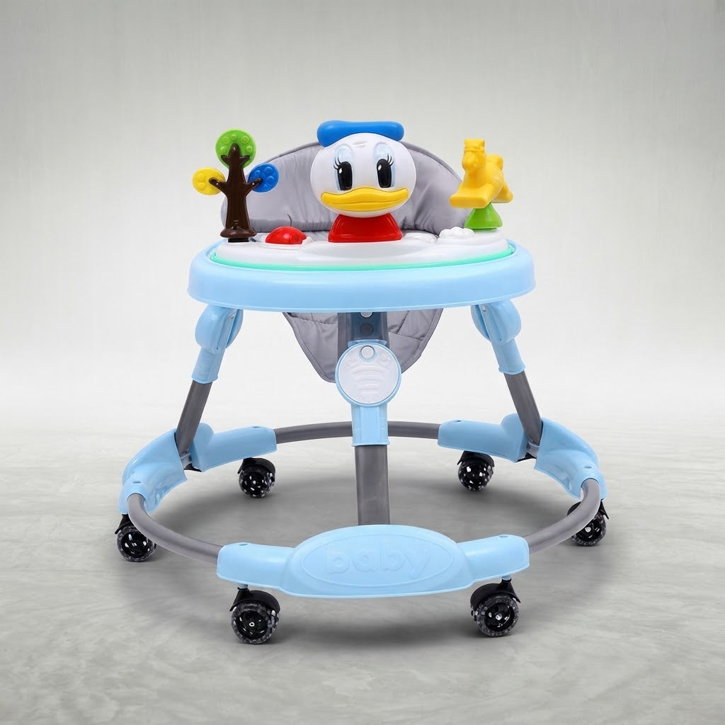 Front view of Donald Duck baby walker showing character toy