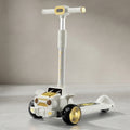 White and gold jeep-style kids scooter, angled view