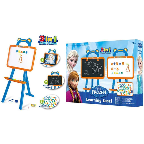 Blue orange 3-in-1 artist easel with chalkboard, sketchpad and magnetic accessories