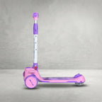 Side view of foldable kids scooter with light-up front wheel