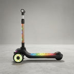  Side profile view of kids scooter showing glowing deck and adjustable T-bar
